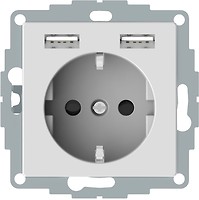 Фото Schneider Розетка Merten MTN2366-0325 одинарная с заземлением и защитной шторкой + USB