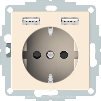 Фото Schneider Розетка Merten MTN2366-0344 одинарная с заземлением и защитной шторкой + USB