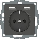 Фото Schneider Розетка Merten MTN2366-0414 одинарная с заземлением и защитной шторкой + USB