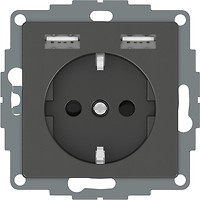 Фото Schneider Розетка Merten MTN2366-0414 одинарная с заземлением и защитной шторкой + USB