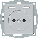 Фото Schneider Розетка Merten MTN2366-0460 одинарная с заземлением и защитной шторкой + USB