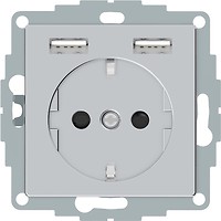 Фото Schneider Розетка Merten MTN2366-0460 одинарная с заземлением и защитной шторкой + USB