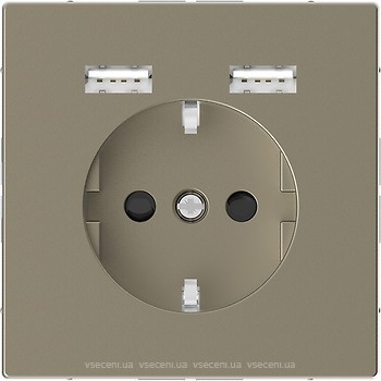 Фото Schneider Розетка Merten MTN2366-6033 одинарная с заземлением и защитной шторкой + USB