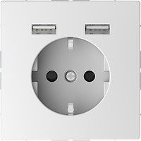 Фото Schneider Розетка Merten MTN2366-6035 одинарная с заземлением и защитной шторкой + USB
