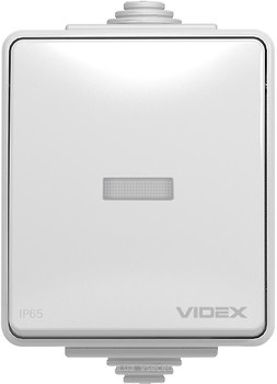 Фото Videx Выключатель Binera VF-BNW11L-G одноклавишный с подсветкой (25725)