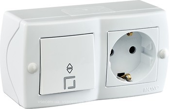 Фото Mono Electric Розетка Octans 104-010101-186 с заземлением + выключатель проходной одноклавишный