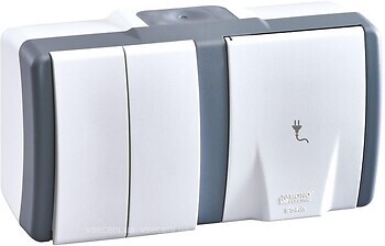 Фото Mono Electric Розетка Octans 154-020001-182 без заземления с крышкой + выключатель двухклавишный