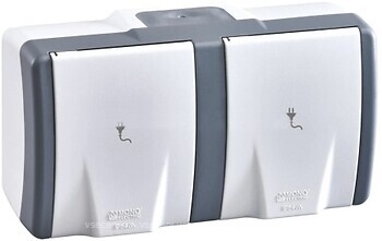 Фото Mono Electric Розетка Octans 154-020007-120 двойная с заземлением и крышкой