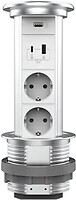 Фото Livolo Розетка двойная с заземлением + USB (VL-SHS021-FCTC-FCUA.UC-S)
