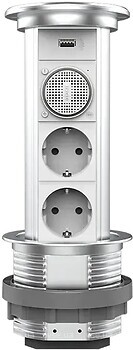 Фото Livolo Розетка двойная с заземлением + USB (VL-SHS021-FCTC-FCF-S)