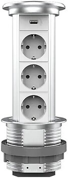 Фото Livolo Розетка тройная с заземлением + USB (VL-SHS021-FCTC-S)