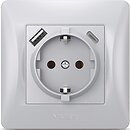 Фото Videx Розетка Binera VF-BNSK1GUC-SS одинарная с заземлением (27864)