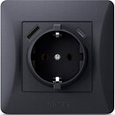 Фото Videx Розетка Binera VF-BNSK1GUC-BG одинарная с заземлением (27865)