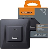 Фото Videx Розетка Binera компьютерная (VF-BNCHRUC20-BG/28200)
