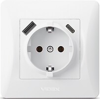 Фото Videx Розетка Binera одинарная (VF-BNSK1GUC-W/27862)