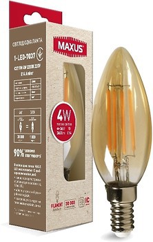 Фото Maxus LED Filament C37 4W 2200K E14 Amber (1-LED-7037)
