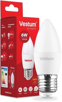 Фото Vestum Led C37 6W 3000K 220V E27 (1-VS-1302)