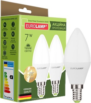 Фото Eurolamp LED EKO C37 7W 3000K E14 Набор 2 шт (MLP-LED-CL-07143(E))