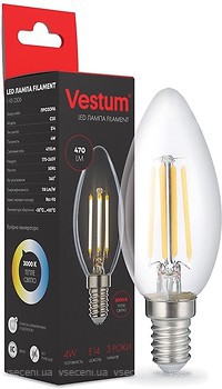 Фото Vestum led filament C35 4W 3000K 220V E14 (1-VS-2306)