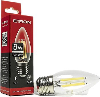 Фото Etron led filament C37 8W 4200K E27 Clear (1-EFP-120)