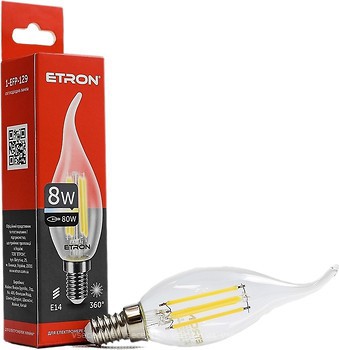 Фото Etron led filament tailed C37T 8W 3000K E14 Clear (1-EFP-129)