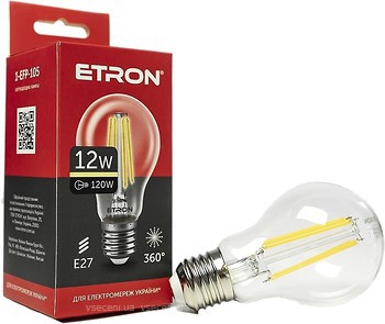 Фото Etron led filament A60 12W 3000K E27 Clear (1-EFP-105)