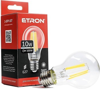 Фото Etron led filament A60 10W 3000K E27 Clear (1-EFP-107)