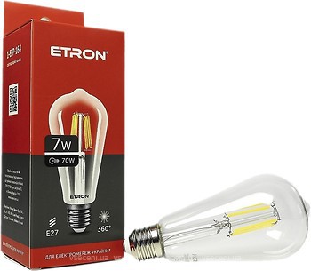 Фото Etron led filament ST64 7W 4200K E27 Clear (1-EFP-164)