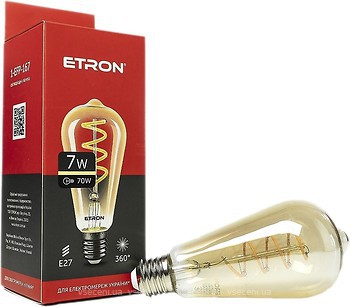Фото Etron led filament vintage ST64 7W 2700K E27 Gold (1-EFP-167)