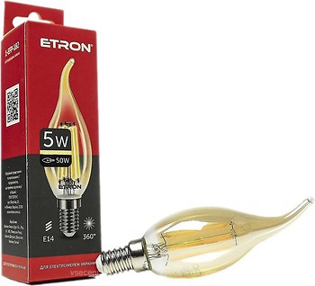 Фото Etron led filament tailed C35T 5W 2700K E14 Gold (1-EFP-182)