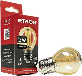 Фото Etron led filament G45 5W 2700K E27 Gold (1-EFP-183)