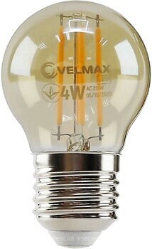 Фото Velmax filament led G45 4W 2200K E27 amber (21-41-45)