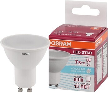 Фото Osram LED Star PAR16 80 110 7W/865 230V GU10 (4058075481558)