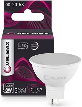 Фото Velmax led MR16 8W 4100K GU5.3 (21-14-54)