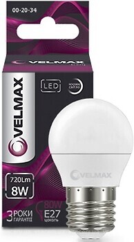 Фото Velmax led G45 8W 4100K E27 (21-12-62)