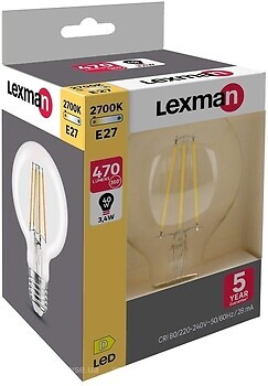 Фото Lexman G80 E27 3.4W 470LM 2700K FIL (824380)