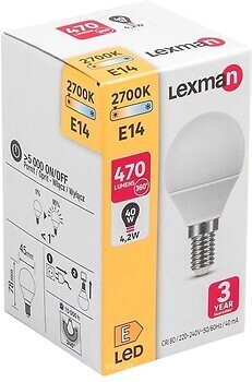 Фото Lexman P45 E14 4.2W 470LM 2700K (824418)