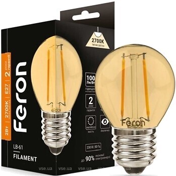 Фото Feron Filament LB-61 2W 2700K E27 Gold (7513)