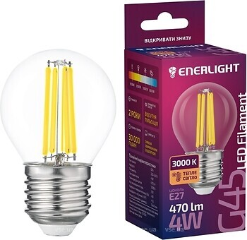 Фото Enerlight Filament G45 4W 3000K E27 (G45E274FILWGL)