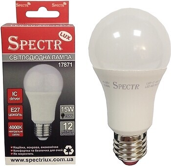 Фото Спектр LED A60 15W E27 4000K 1350Lm C A60 15274 (000017871)