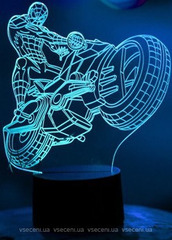 Фото 3D Toys Lamp Человек-паук на мотоцикле