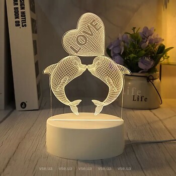 Фото VHG T2 3D LED Дельфины с сердцем White