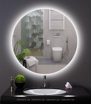 Фото Mirror Rika Круглое зеркало с подсветой ореол в ванную комнату 60x60