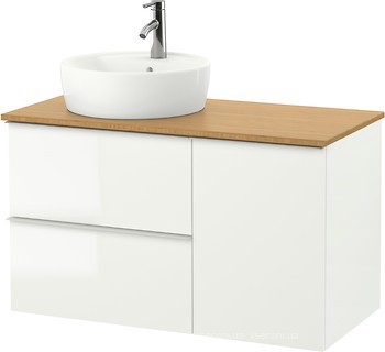 Фото IKEA Godmorgon/Tolken/Tornviken белый/бамбук (491.920.93)