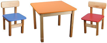Фото Финекс Плюс Стол деревянный с МДФ столешницей 600x600 и 2 стула