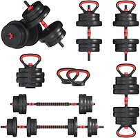 Фото Fit-On Гантели с функцией штанги 6 в 1 43 кг (2030-0043)