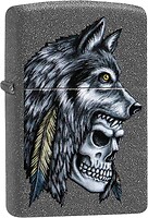 Фото Zippo Crackle Wolf Skull Feather Design (29863)