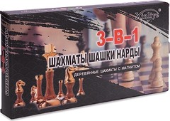 Фото ChessTour Шахматы, шашки, нарды 3в1 (W7704H)