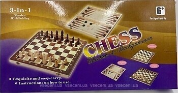 Фото Bambi Шахматы, шашки, нарды 3в1 (QP002)