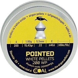 Фото Coal Pointed White Pellets 5.5 мм, 1 г, 200 шт (200WPP55)